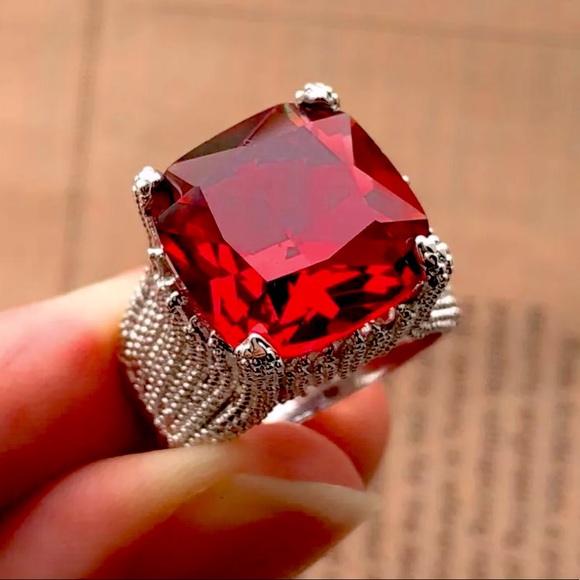 ✨Fire Ruby Ring / Art Deco Style ✨✨ - Picture 4 of 4